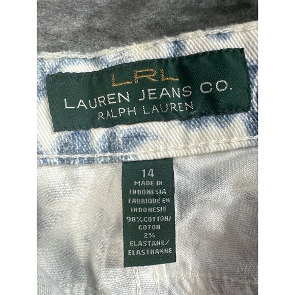Ralph Lauren Jeans Womens Size 14 Blue White Patterned Jeans Never worn MSRP $11 - Picture 2 of 8